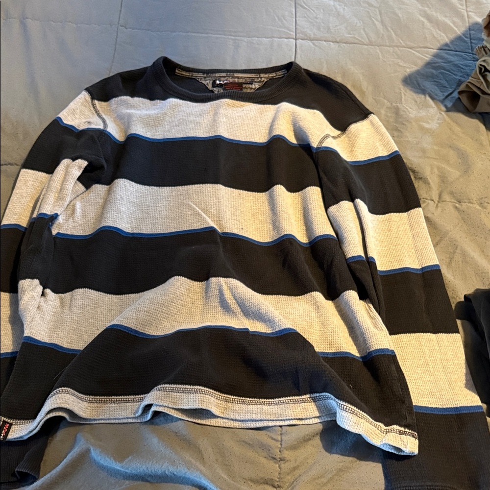 Tony Hawk Black, White & Blue Striped Long Sleeve Shirt
